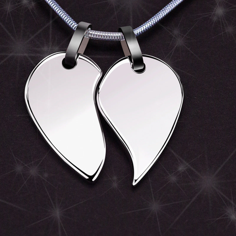 Personalisierte Herz-Partnerketten Zweiteilige Puzzlekette für Paare – Wolfram Ketten, Gravur mit Bild & Namen