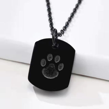 Personalisierte Edelstahl-Urnenkette – Gravierbarer Dog Tag mit Pfotenabdruck