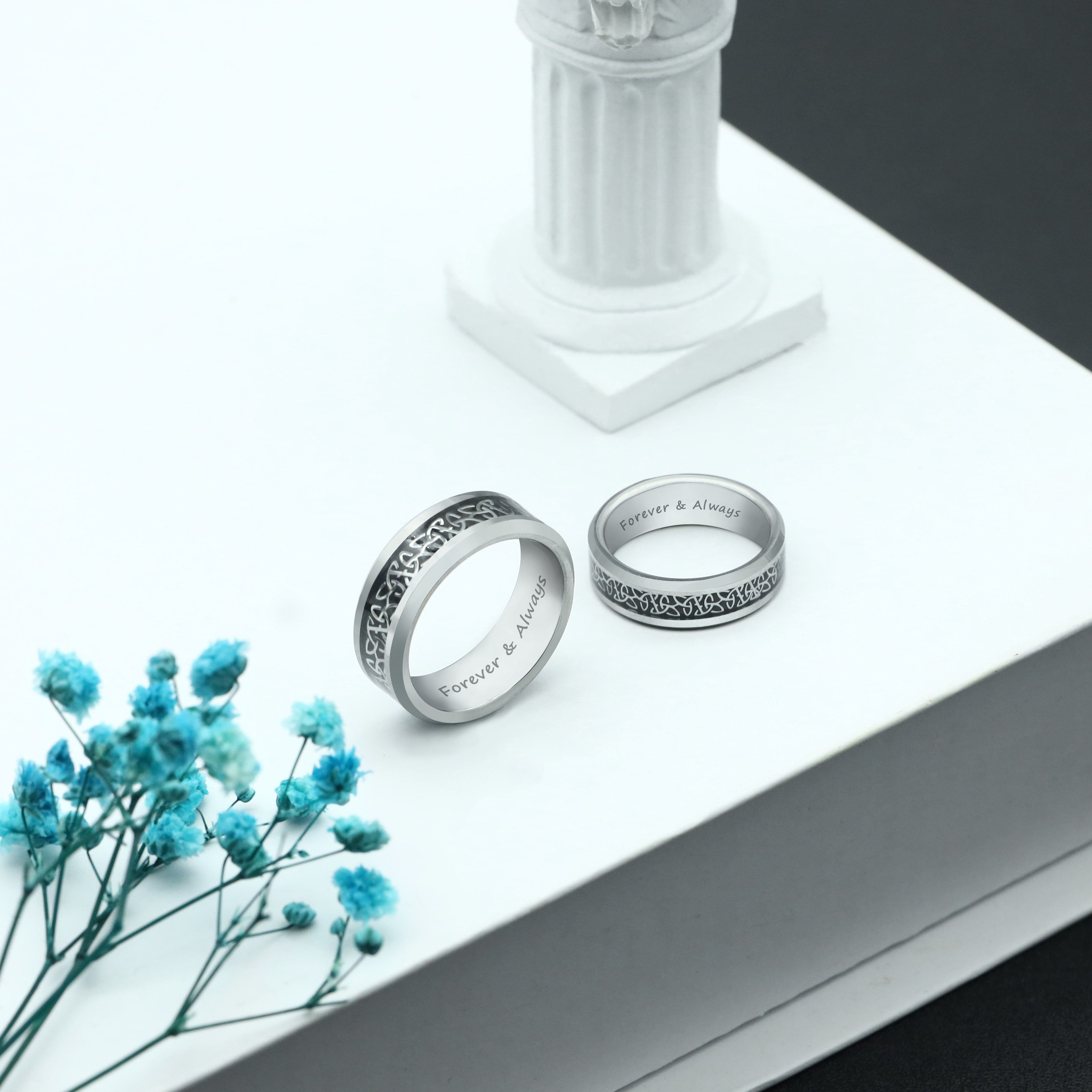 【Paar/Single】Keltischer Knoten Link Wolframstahlring，Trauringe, Herren-/Damenringe amazgifts