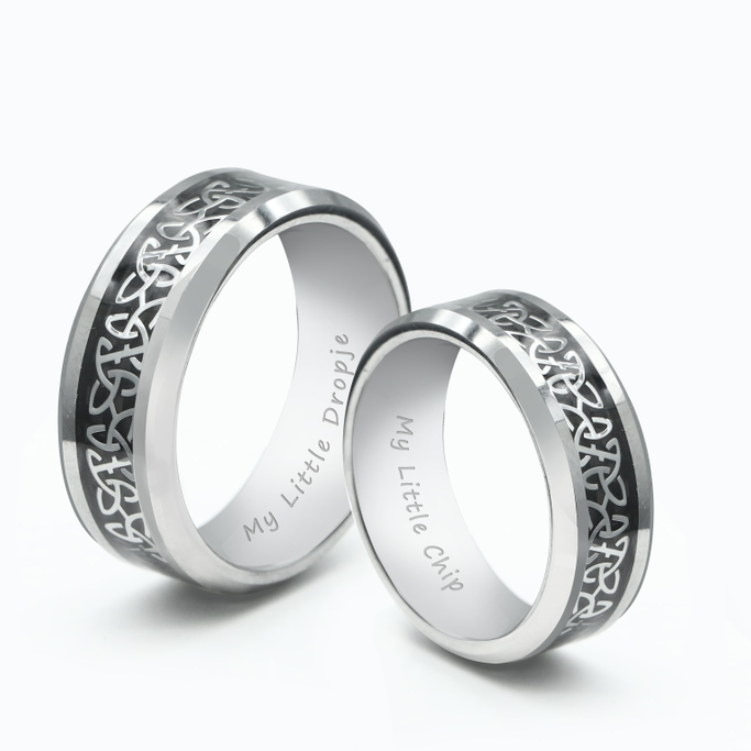 【Paar/Single】Keltischer Knoten Link Wolframstahlring，Trauringe, Herren-/Damenringe amazgifts