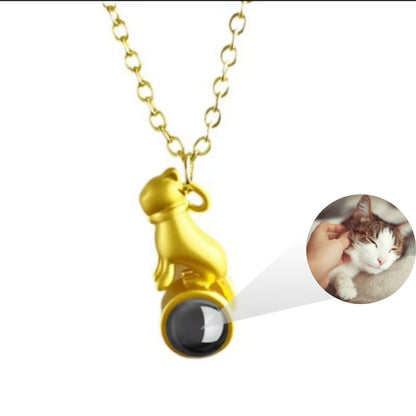 Personalisierte Kette mit Foto drin - Katze auf dem Mond