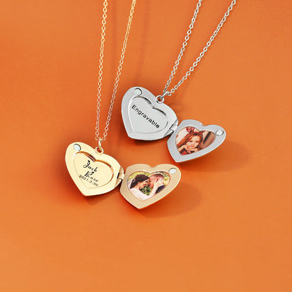 Herz Magnetisches Foto Medaillon Kette mit 'Love' – Personalisierbar mit Foto & Nachricht,Einzigartiges Jahrestagsgeschenk für Sie