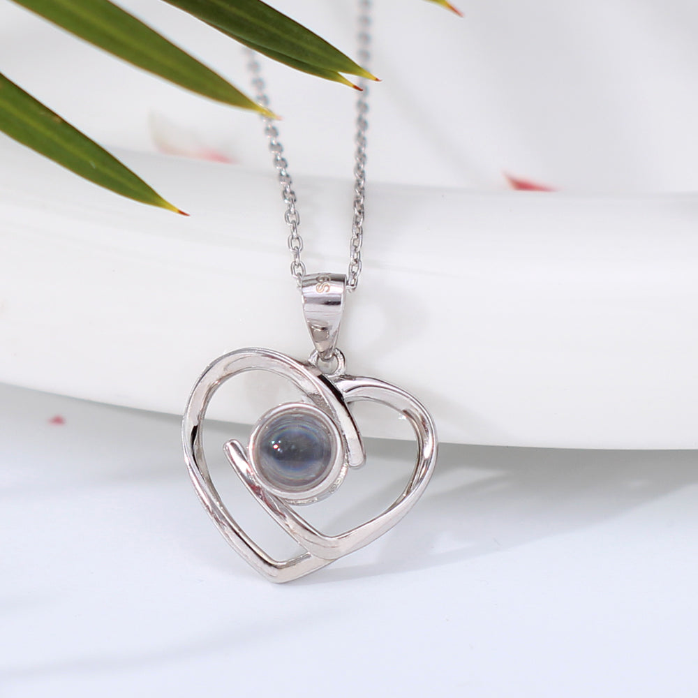 Kette mit Bild – 925 Silber Verflochtene Herzen für Geschenke