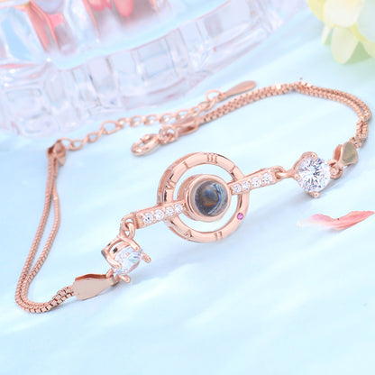 Personalisierte Klassische Runde LOVE Armband Bilder – Armband mit Bild Silber und Projektion