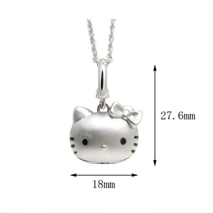 Personalisiertes 925 Silber Medaillon Kette mit Foto – 3D KT Katze mit unterschiedlichen Katzengesichtern,Geschenk für Dame Mädchen