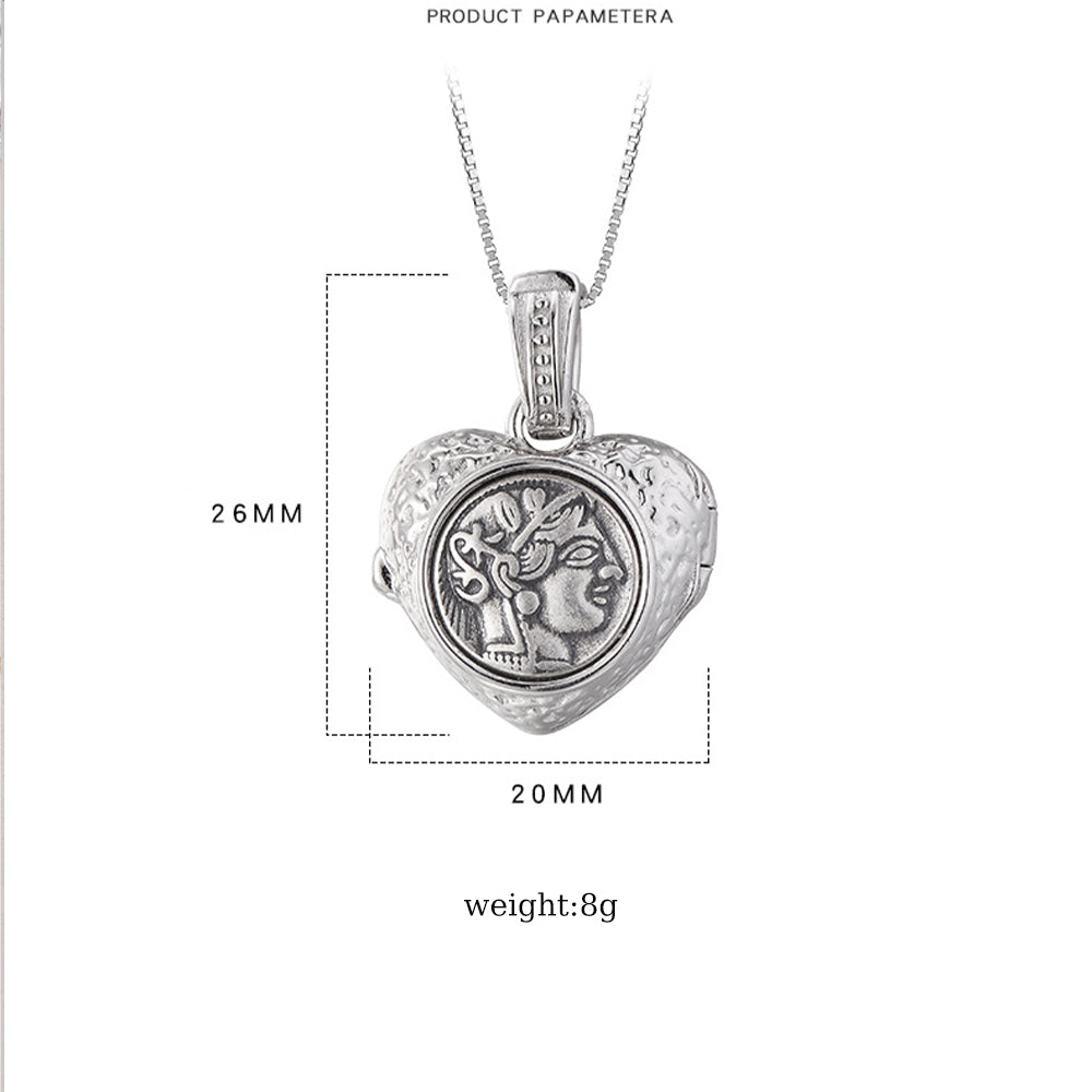 925 Silber Personalisierte Foto Medaillon Herz Kette - Gravur „Queen & LOVE“,Öffn- und schließbare, Andenken Geschenk für Frauen