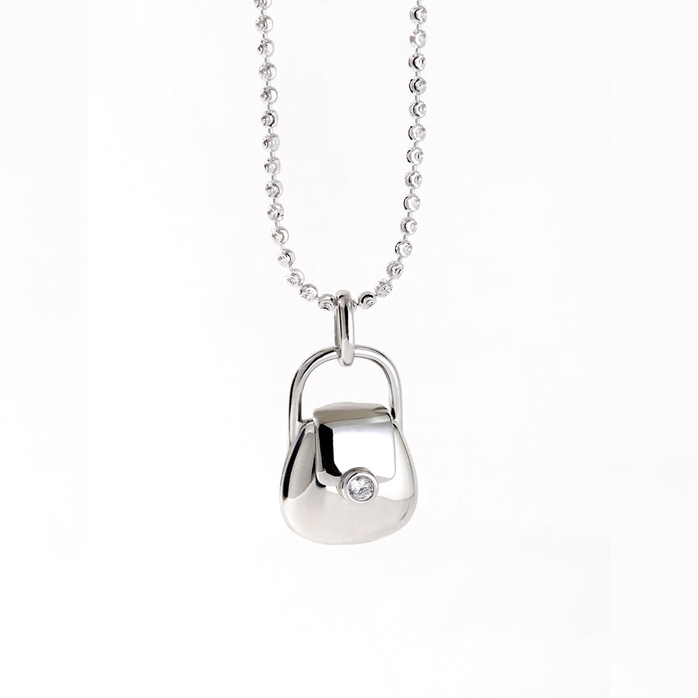 Personalisierte 925 Silber  Foto Medaillon Kette – 3D Handtaschen Anhänger mit Zirkonia, Modische Kreative Geschenke für Sie