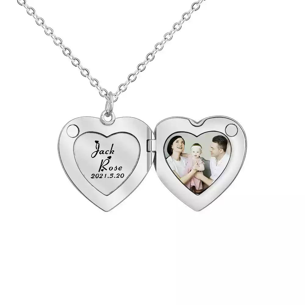 Herz Magnetisches Foto Medaillon Kette mit 'Love' – Personalisierbar mit Foto & Nachricht,Einzigartiges Jahrestagsgeschenk für Sie