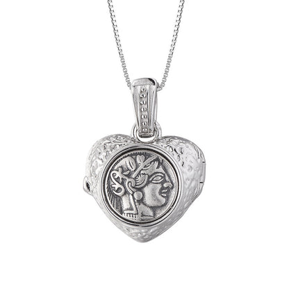 925 Silber Personalisierte Foto Medaillon Herz Kette - Gravur „Queen & LOVE“,Öffn- und schließbare, Andenken Geschenk für Frauen