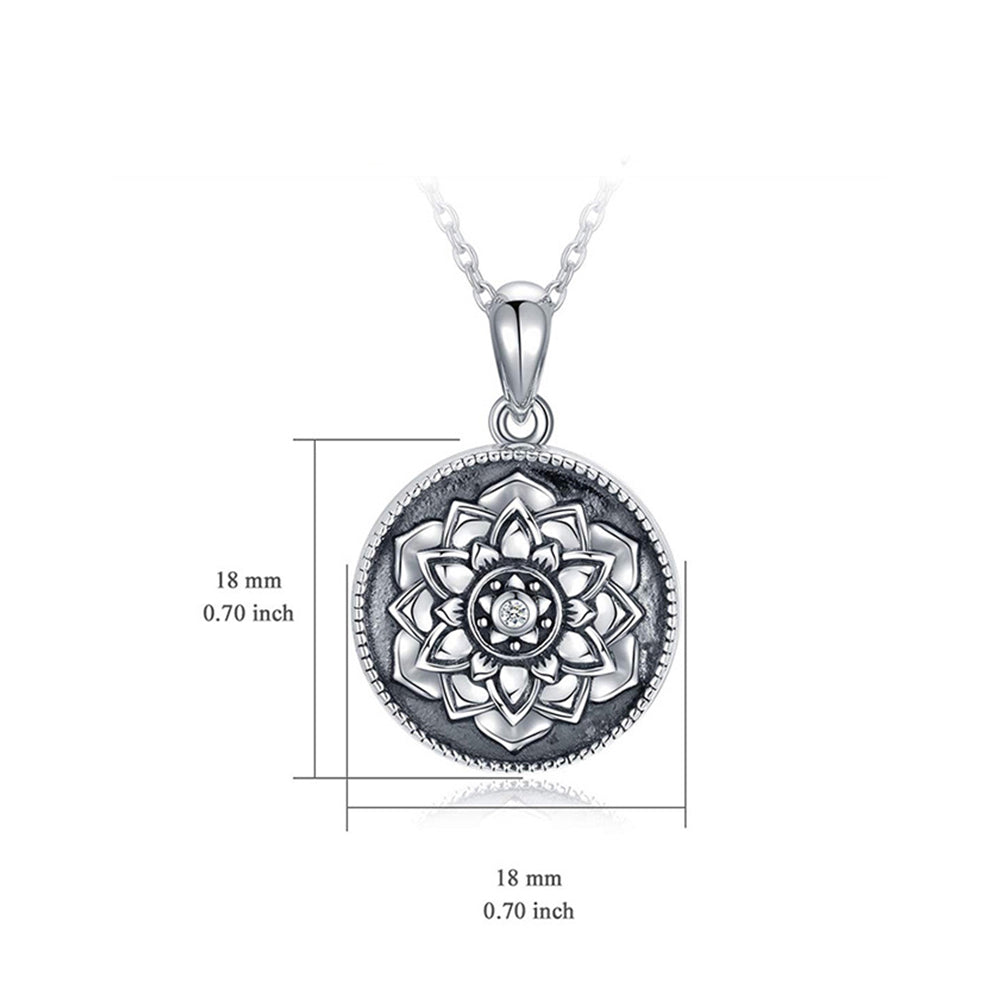 Personalisierte 925 Silber Medaillon Kette mit Foto - öffnbar Rund mit Lotus Blume,Perfektes Geschenk für Ihre Freundin Frau Mutter