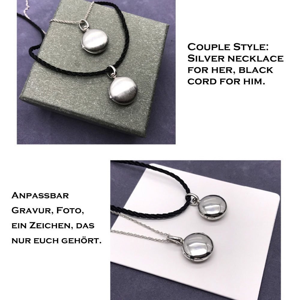 925 Silber Runde Medaillon Kette – Foto & Text individuell Gestalten,Kettenstil Länge Wählen, Personalisiertes Geschenk für Frauen Männer