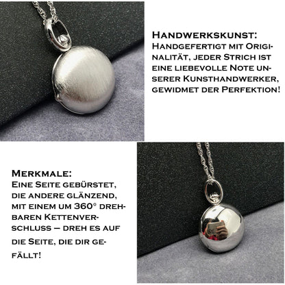 925 Silber Runde Medaillon Kette – Foto & Text individuell Gestalten,Kettenstil Länge Wählen, Personalisiertes Geschenk für Frauen Männer