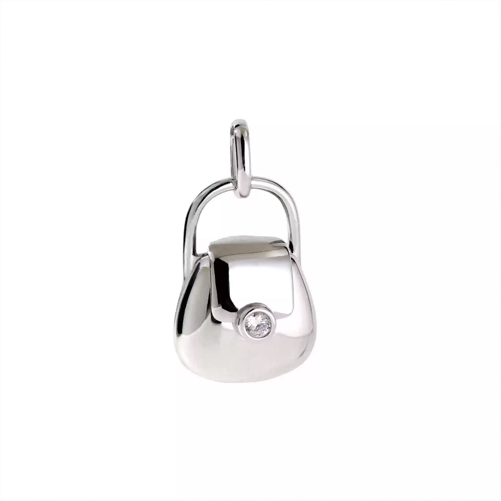 Personalisierte 925 Silber  Foto Medaillon Kette – 3D Handtaschen Anhänger mit Zirkonia, Modische Kreative Geschenke für Sie