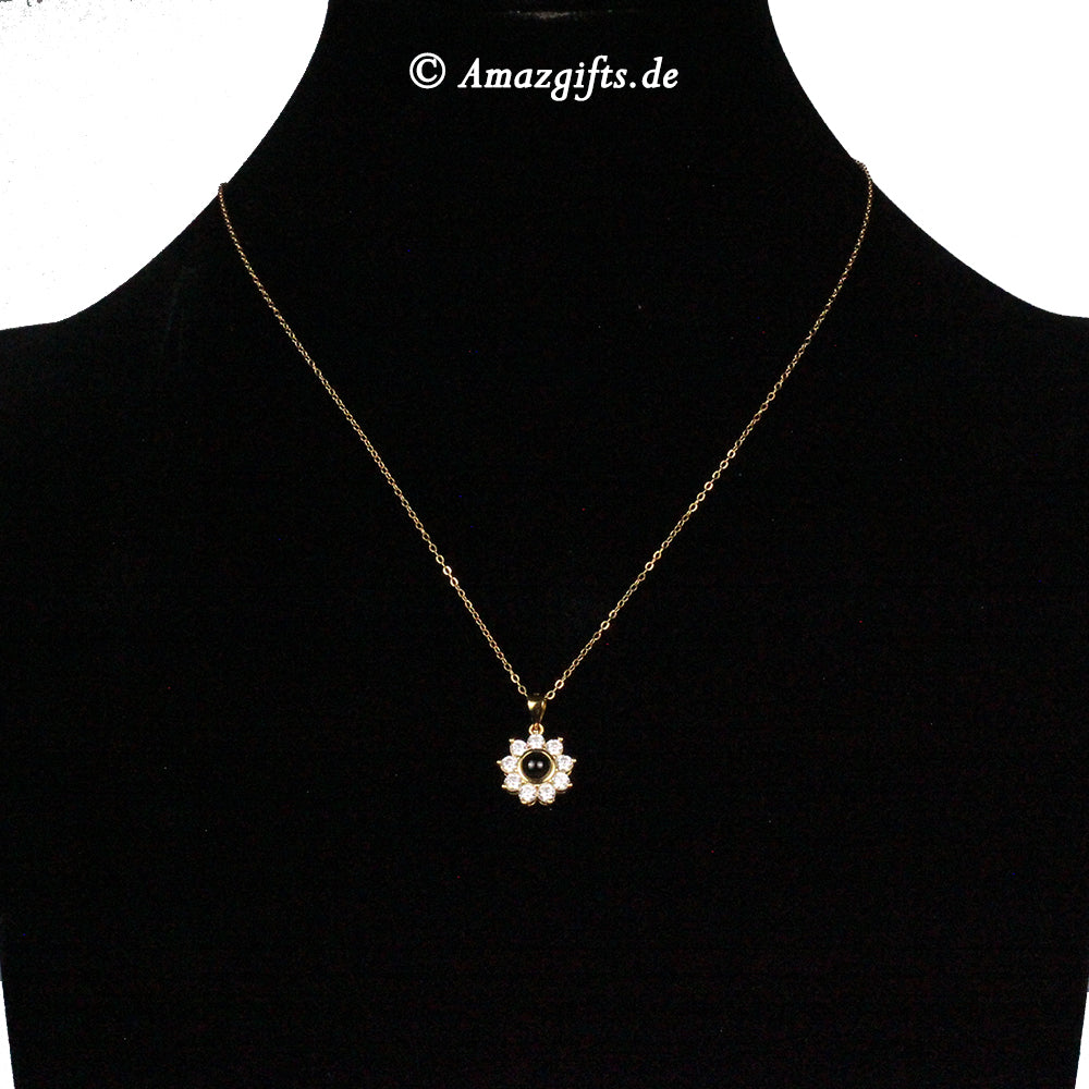 Personalisierte Kette mit Bild - Zirkon Sonnenblume, Geschenke für Sie