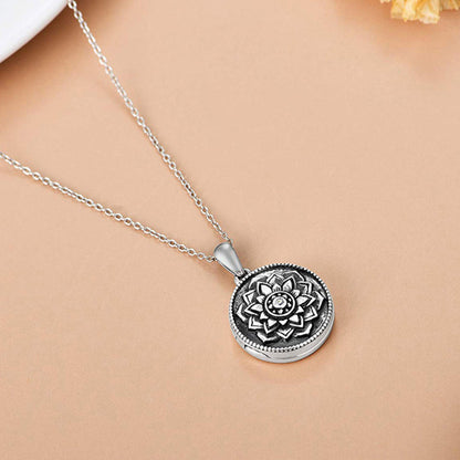 Personalisierte 925 Silber Medaillon Kette mit Foto - öffnbar Rund mit Lotus Blume,Perfektes Geschenk für Ihre Freundin Frau Mutter