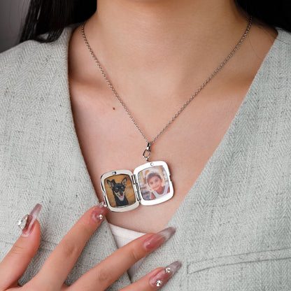 Personalisierte Schlichte Glänzende Medaillon-Kette in Quadrat- oder Sternform mit Foto & Text – Kreativer Schmuck,um Schöne Erinnerungen festzuhalten