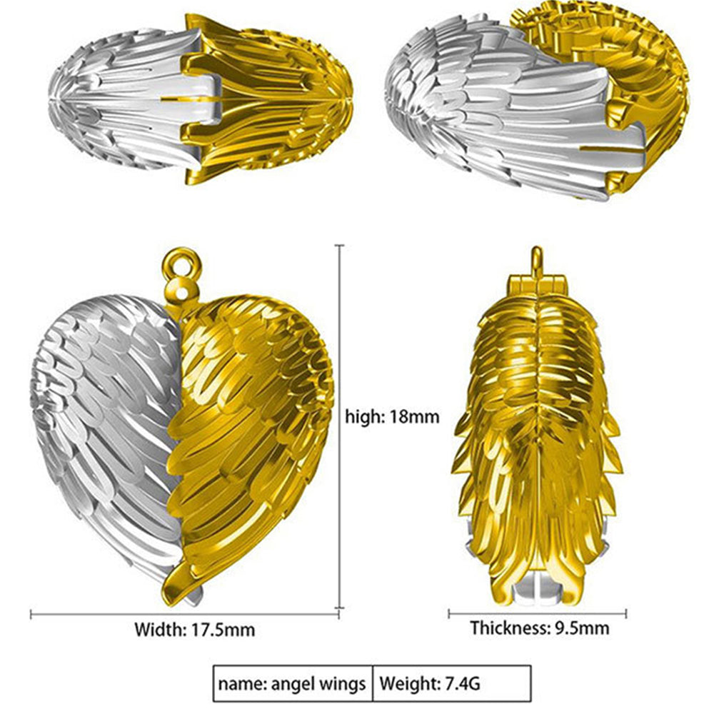 Personalisierte 925 Silber Herz Medaillon Kette mit Foto - Anhänger mit ausklappbaren Engelsflügeln,Bild Erinnerungs Geschenk Schmuck