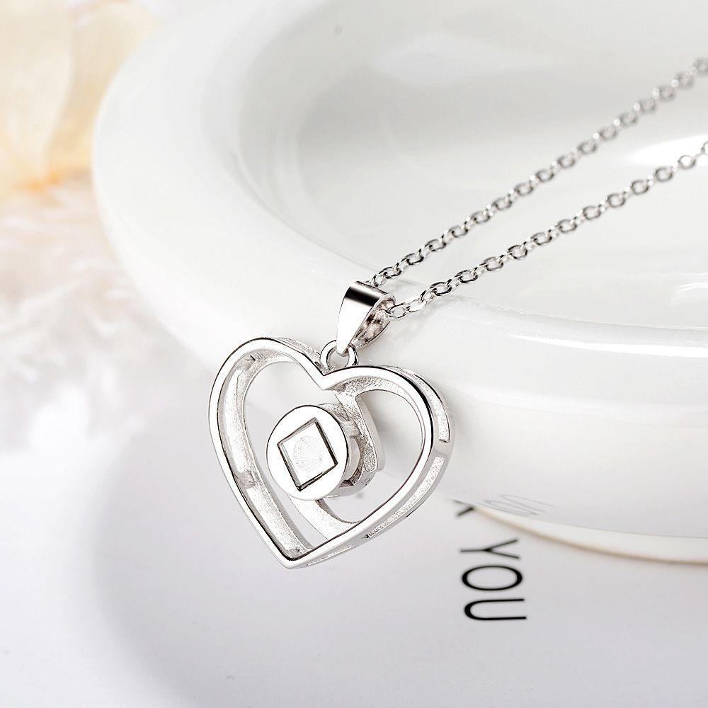 Personalisierte Kette mit Bild – 925 Silber Verflochtene Herzen Anhanger für Geschenke