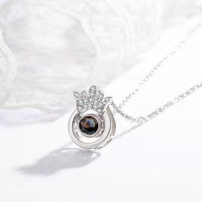 925 Silber Personalisierte Kette mit Foto - Eleganter Kronen Anhänger mit Bild, Perfektes Geschenk für Sie