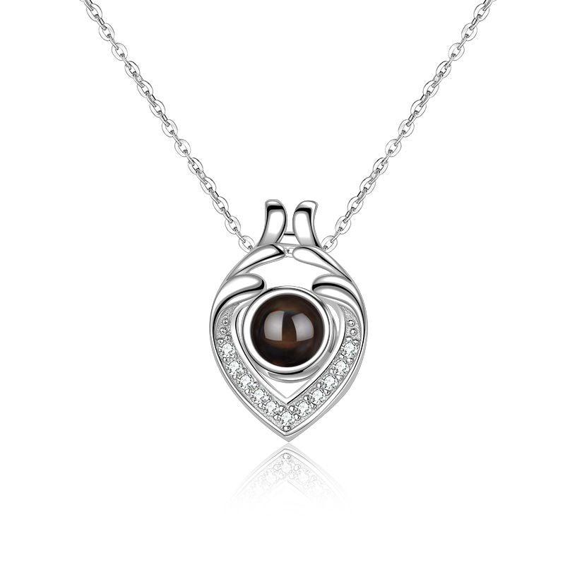 925 Silber Herz Kette mit personalisiertem Foto - Eleganter Herz Anhänger mit Bild, Perfektes Weihnachtsgeschenk für Freundin, Mutter oder Ehefrau