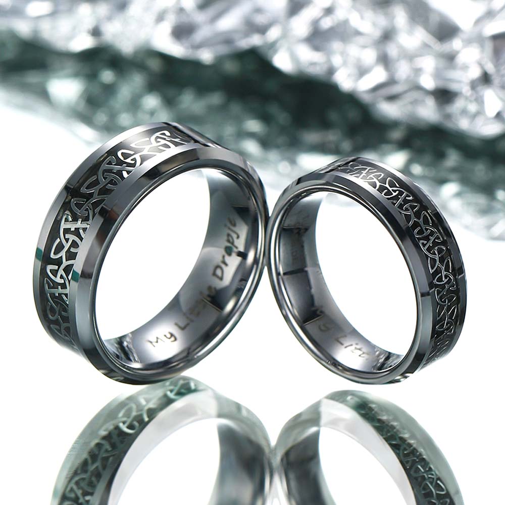 【Paar/Single】Keltischer Knoten Link Wolframstahlring，Trauringe, Herren-/Damenringe amazgifts