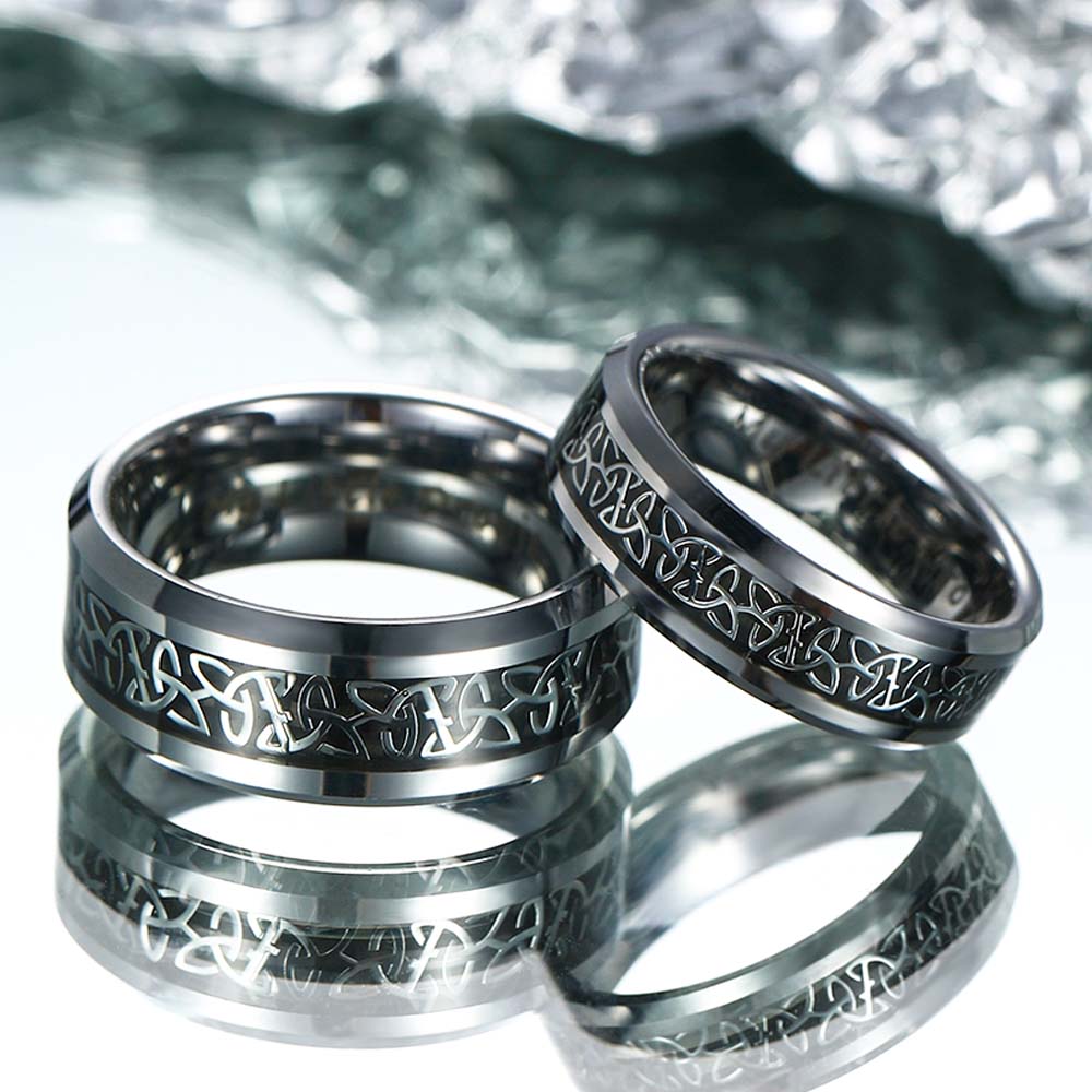 【Paar/Single】Keltischer Knoten Link Wolframstahlring，Trauringe, Herren-/Damenringe amazgifts