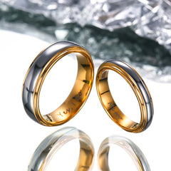 【Paar/Single】Schlichter Vergoldeter Wolfram Ehering - Versprechen,Trauringe, Herren-/Damenringe amazgifts