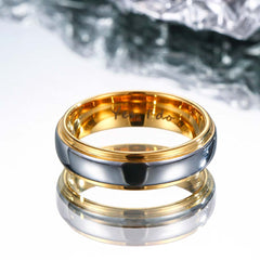 【Paar/Single】Schlichter Vergoldeter Wolfram Ehering - Versprechen,Trauringe, Herren-/Damenringe amazgifts