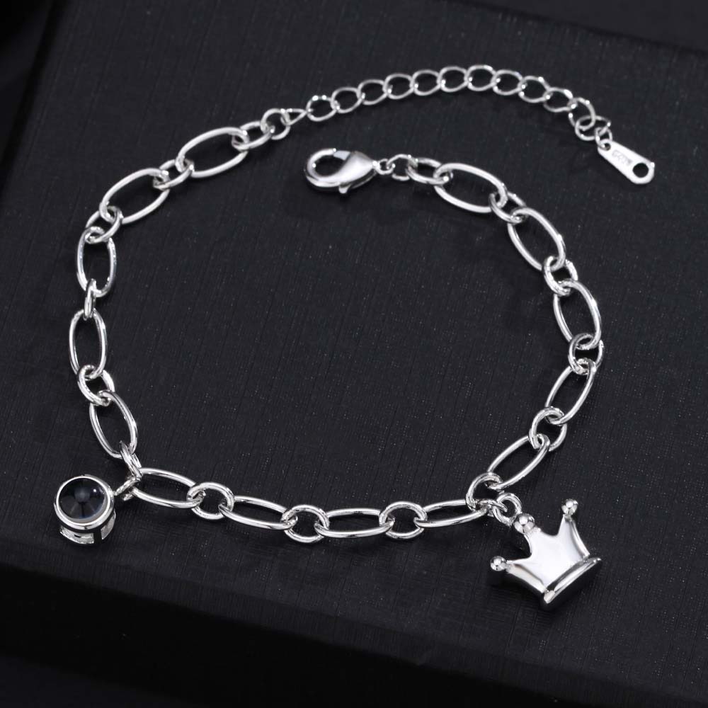 Personalisierte Bild Armband mit Krone Anhänger amazgifts